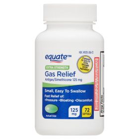 Equate Gas Relief Simethicone Extra Strength Softgels; 125 mg; 72 Count