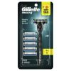 Gillette Mach3 Men's Razor Value Pack, Blue, 1 Handle & 6 Razor Blade Refills