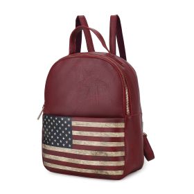 MKF Collection Briella Vegan Leather Women FLAG Backpack by Mia K (Color: Burgundy)