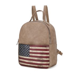 MKF Collection Briella Vegan Leather Women FLAG Backpack by Mia K (Color: Taupe)