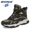 BONA 2022 New Designers Outdoor Mountain Desert Climbing Shoes Men Ankle Hiking Boots Man High Top Winter Boots Mansculino Comfy