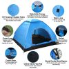 4 Persons Camping Waterproof Tent Pop Up Tent Instant Setup Tent w/2 Mosquito Net Doors Carrying Bag Folding 4 Seasons